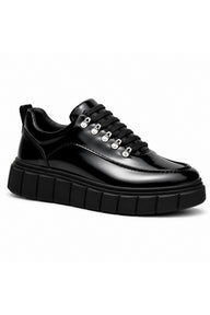 BESKAR KB X10 Yüksek Tabanlı Erkek Günlük Sneaker — Kömür Rugan