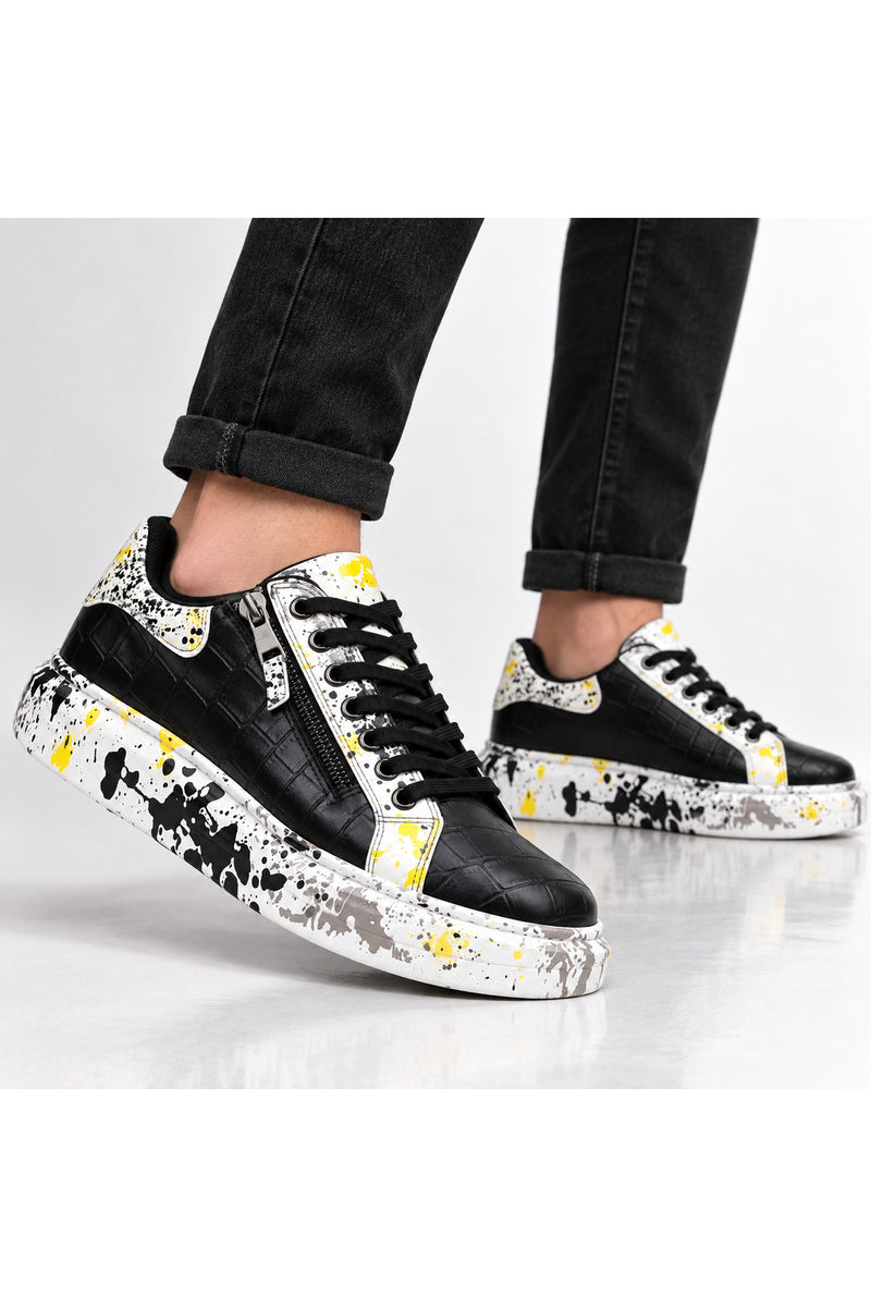 BESKAR KB 02 Siyah Sarı Dokulu Bağcıklı Erkek Sneaker