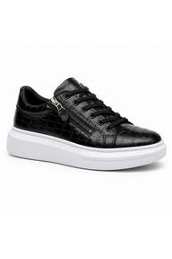 BESKAR KB 309 Fermuarlı Bağcıklı Erkek Günlük Sneaker — Siyah