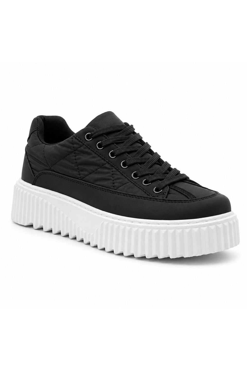 BESKAR BA0801 Siyah Beyaz Paraşüt Kumaş Detaylı Erkek Sneaker