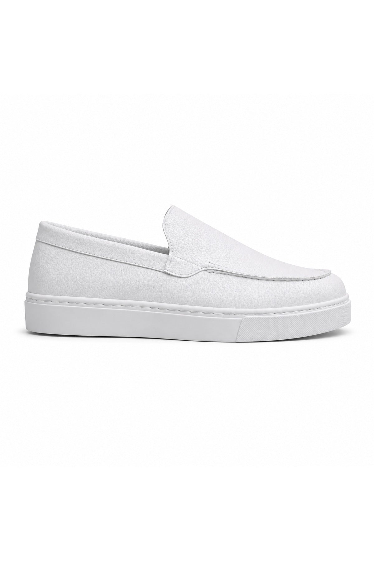 BESKAR BA0241 Beyaz Cilt Bağcıksız Yüksek Tabanlı Erkek Sneaker — görsel 3