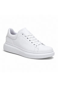 BESKAR BA0547 Bağcıklı Kalın Tabanlı Erkek Sneaker — Beyaz Cilt