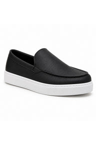 BESKAR BA0241 Bağcıksız Yüksek Tabanlı Erkek Sneaker — Siyah