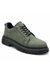 BESKAR BA0245 Esnek Bağcıklı Yüksek Tabanlı Erkek Sneaker — Haki