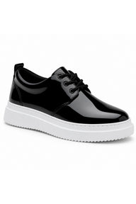 BESKAR KB X3 Bağcıklı Erkek Günlük Sneaker Ayakkabı — Siyah Rugan