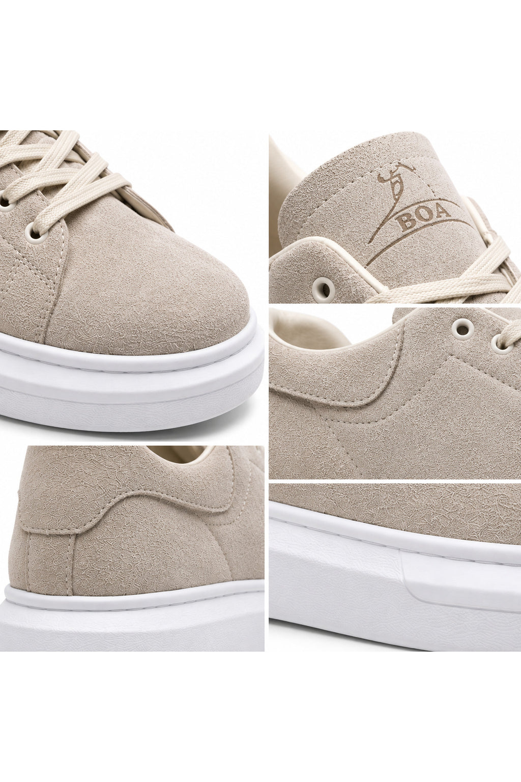 BESKAR BA0547 Krem Süet Görünümlü Bağcıklı Kalın Tabanlı Erkek Sneaker — görsel 6