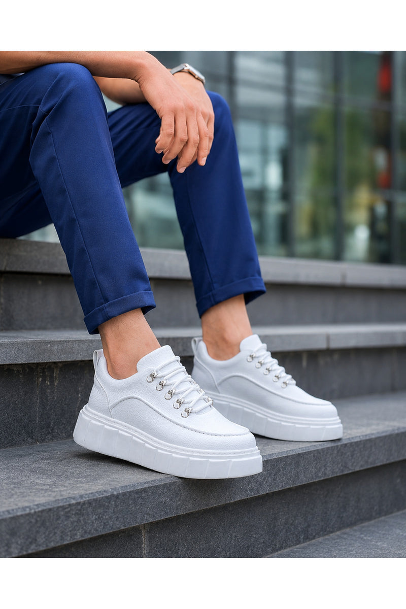 BESKAR KB X10 Beyaz Cilt Yüksek Tabanlı Erkek Günlük Sneaker