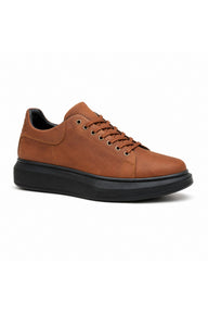 BESKAR BA0547 Bağcıklı Kalın Tabanlı Erkek Sneaker — Taba