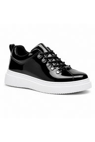 BESKAR KB X4 Erkek Günlük Sneaker Ayakkabı — Siyah Rugan – Beyaz Taban