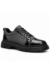 BESKAR BA0245 Esnek Bağcıklı Yüksek Tabanlı Erkek Sneaker — Gri Rugan