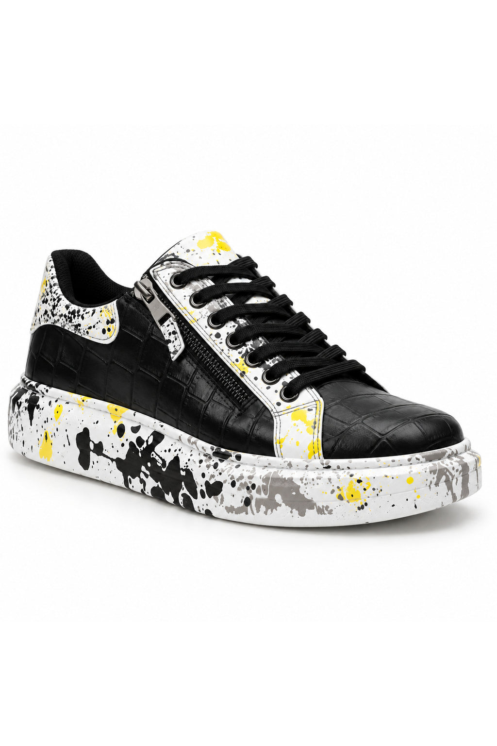 BESKAR KB 02 Siyah Sarı Dokulu Bağcıklı Erkek Sneaker — görsel 1