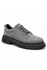 BESKAR BA0245 Esnek Bağcıklı Yüksek Tabanlı Erkek Sneaker — Gri Süet