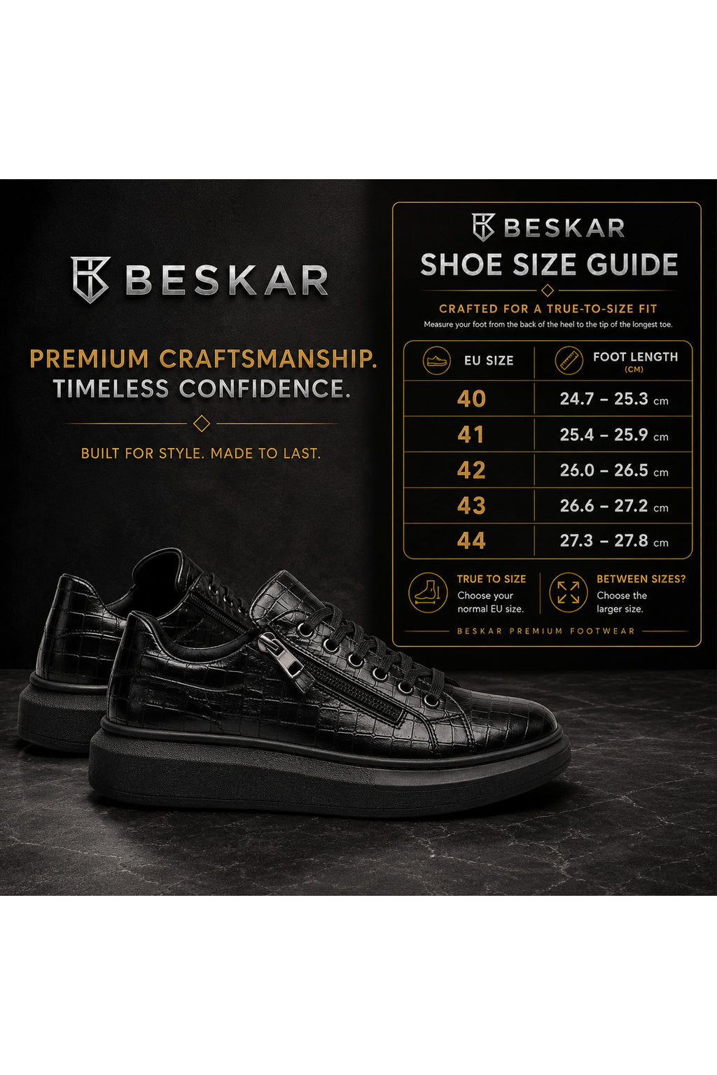 BESKAR KB 309 Kömür Fermuarlı Bağcıklı Erkek Günlük Sneaker — görsel 8