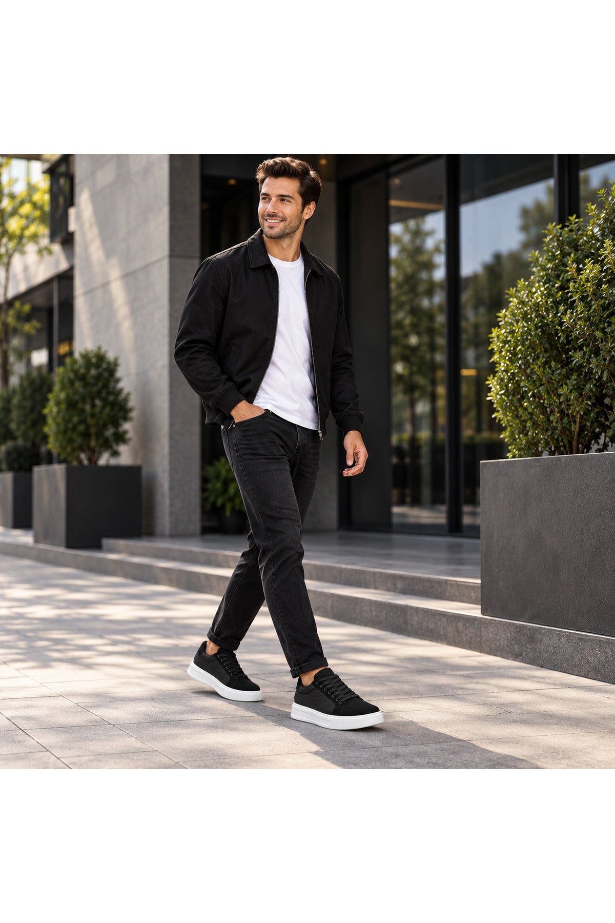 BESKAR KB 046 Siyah Beyaz Taban Paraşüt Kumaş Detaylı Erkek Sneaker — görsel 5