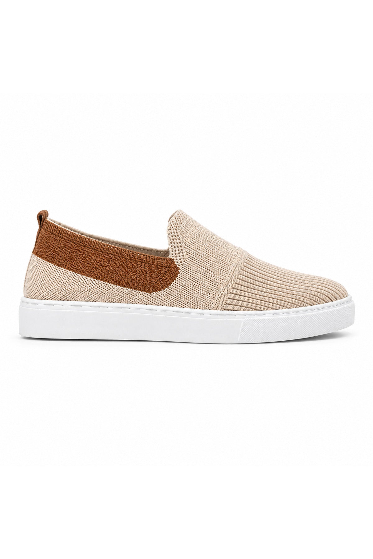 BESKAR KB 114 Bej Taba Bağcıksız Triko Erkek Günlük Sneaker — görsel 3