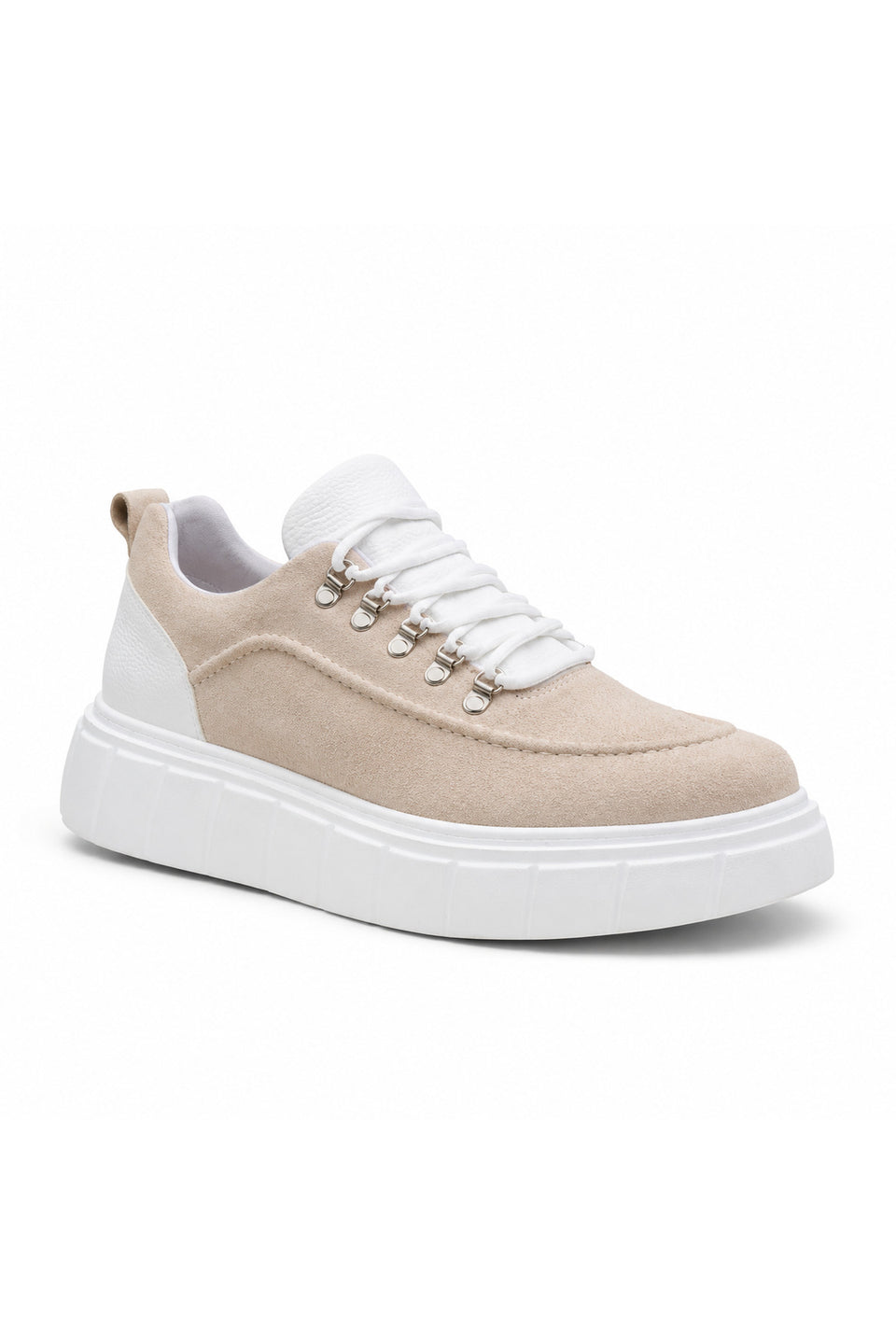 BESKAR KB X10 Men's High-Sole Casual Sneakers — Beige Suede
