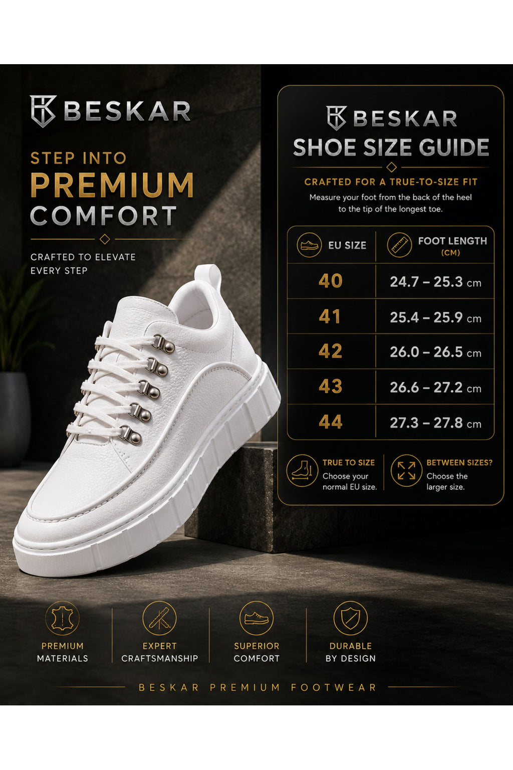 BESKAR KB X10 Beyaz Cilt Yüksek Tabanlı Erkek Günlük Sneaker — görsel 8