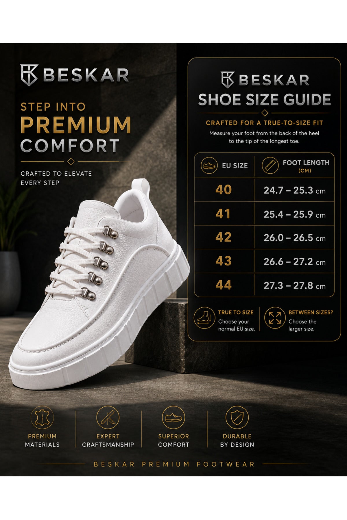 BESKAR KB X10 Beyaz Cilt Yüksek Tabanlı Erkek Günlük Sneaker — görsel 8