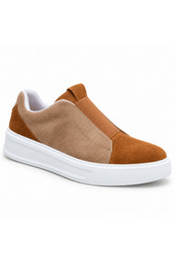 BESKAR KB 007 Tek Bant Cırtlı Erkek Günlük Sneaker — Vizon – Taba