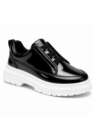 BESKAR KB 703 Bağcıksız Lastikli Erkek Günlük Sneaker — Siyah Rugan