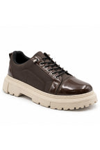 BESKAR BA0245 Kahverengi Rugan Bej Taban Esnek Bağcıklı Yüksek Tabanlı Erkek Sneaker — görsel 1