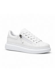 BESKAR KB 309 Fermuarlı Bağcıklı Erkek Günlük Sneaker — Beyaz