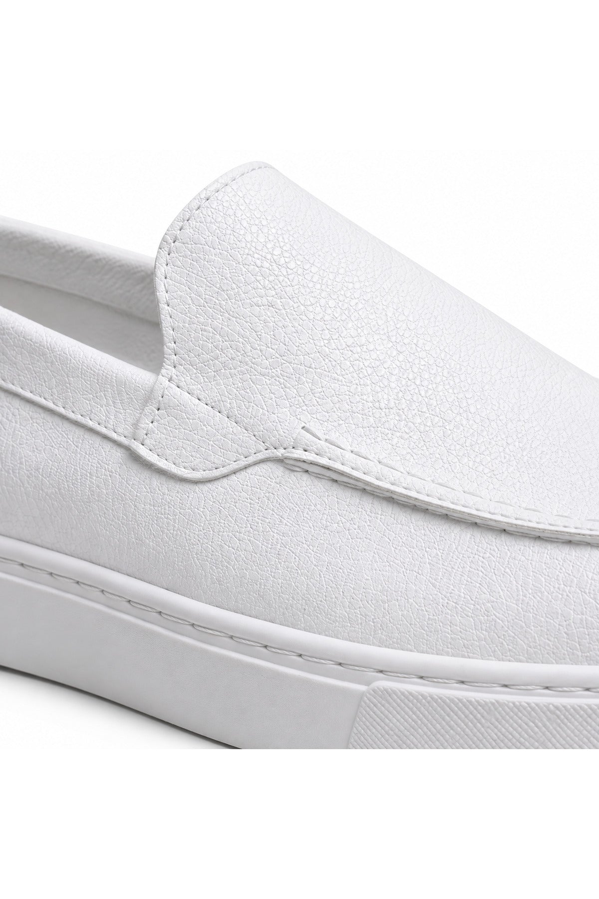 BESKAR BA0241 Beyaz Cilt Bağcıksız Yüksek Tabanlı Erkek Sneaker — görsel 4