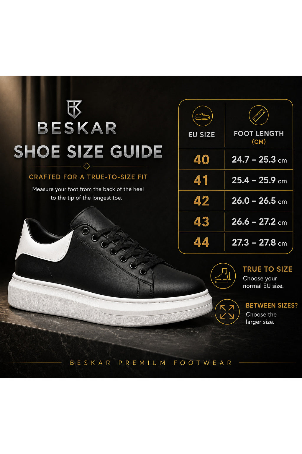 BESKAR BA0547 Siyah Beyaz Topuk Detaylı Bağcıklı Kalın Tabanlı Erkek Sneaker — görsel 7