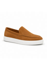 BESKAR BA0241 Bağcıksız Yüksek Tabanlı Erkek Sneaker — Taba Süet