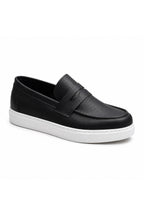 BESKAR BA0580 Siyah Cilt Beyaz Taban Kuşaklı Kalın Tabanlı Erkek Loafer Ayakkabı — görsel 1