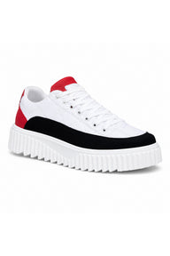 BESKAR BA0801 Paraşüt Kumaş Detaylı Erkek Sneaker — Beyaz – Kırmızı