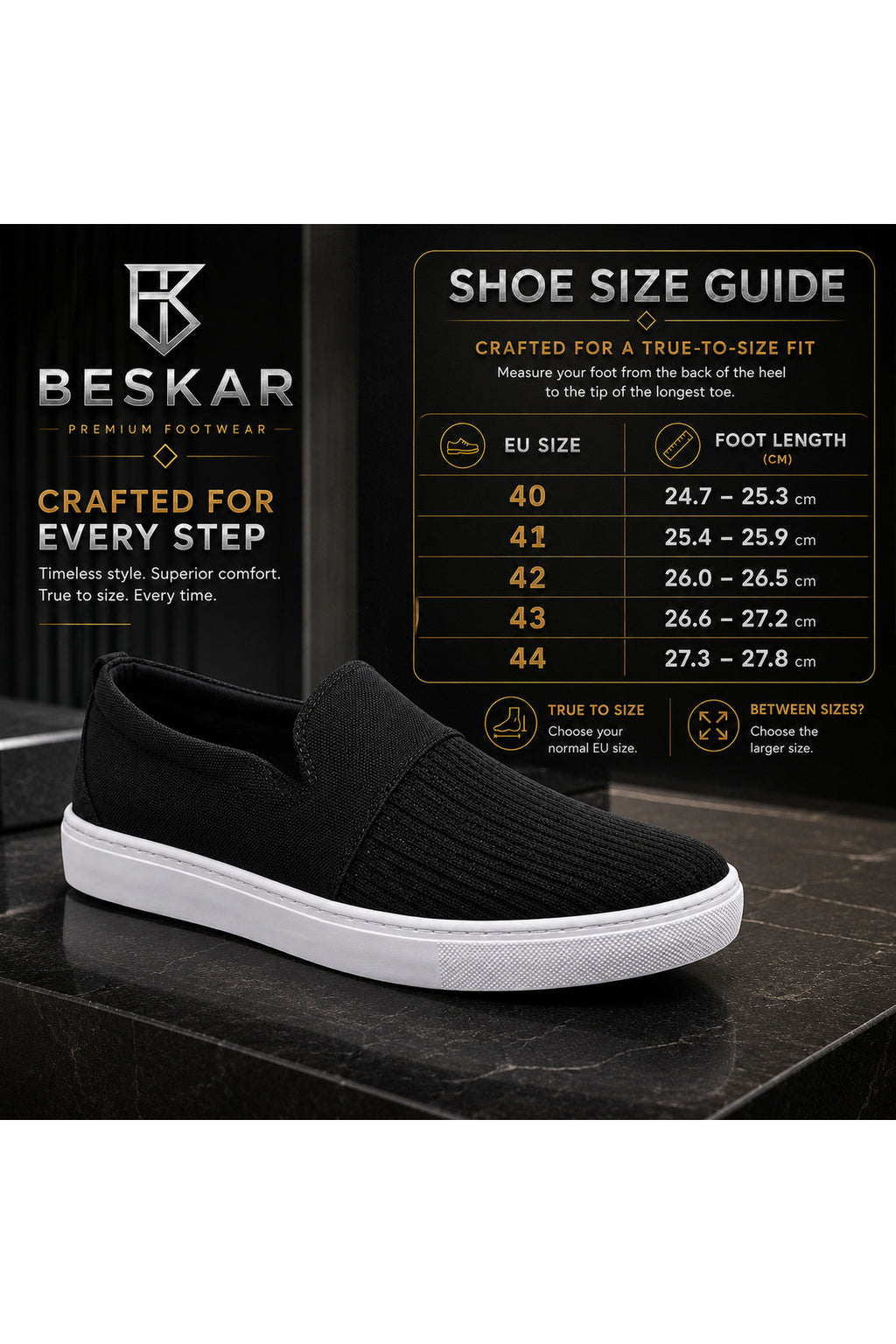 BESKAR KB 114 Siyah Bağcıksız Triko Erkek Günlük Sneaker — görsel 8