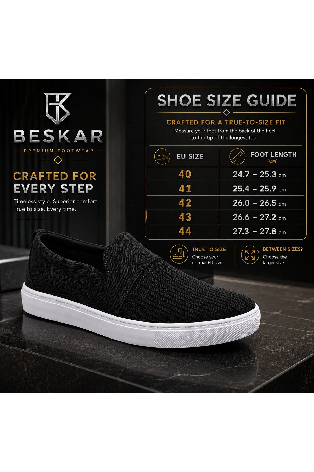 BESKAR KB 114 Siyah Bağcıksız Triko Erkek Günlük Sneaker — görsel 8
