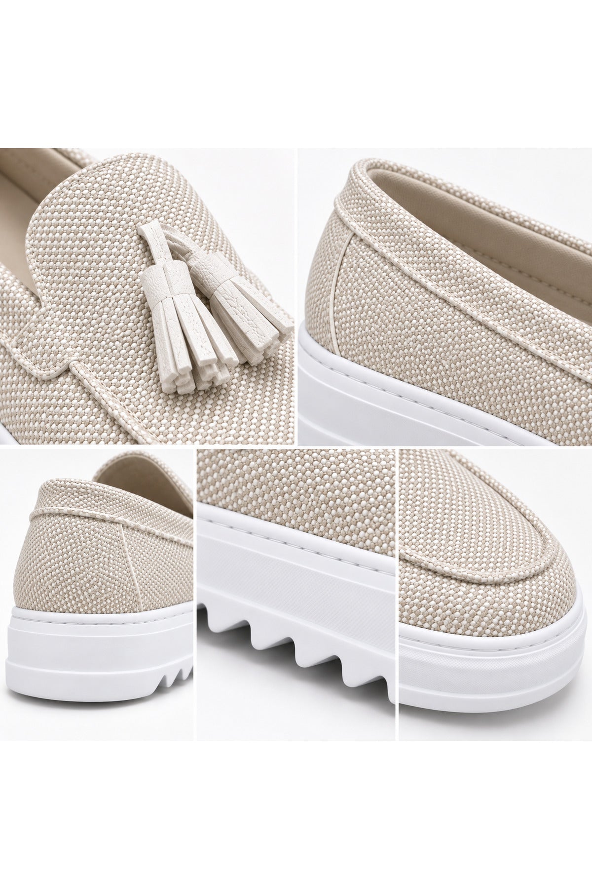 BESKAR BA0154 Beyaz Püsküllü Yüksek Tabanlı Erkek Loafer Ayakkabı — görsel 7
