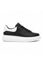 BESKAR BA0547 Siyah Beyaz Topuk Detaylı Bağcıklı Kalın Tabanlı Erkek Sneaker — görsel 2