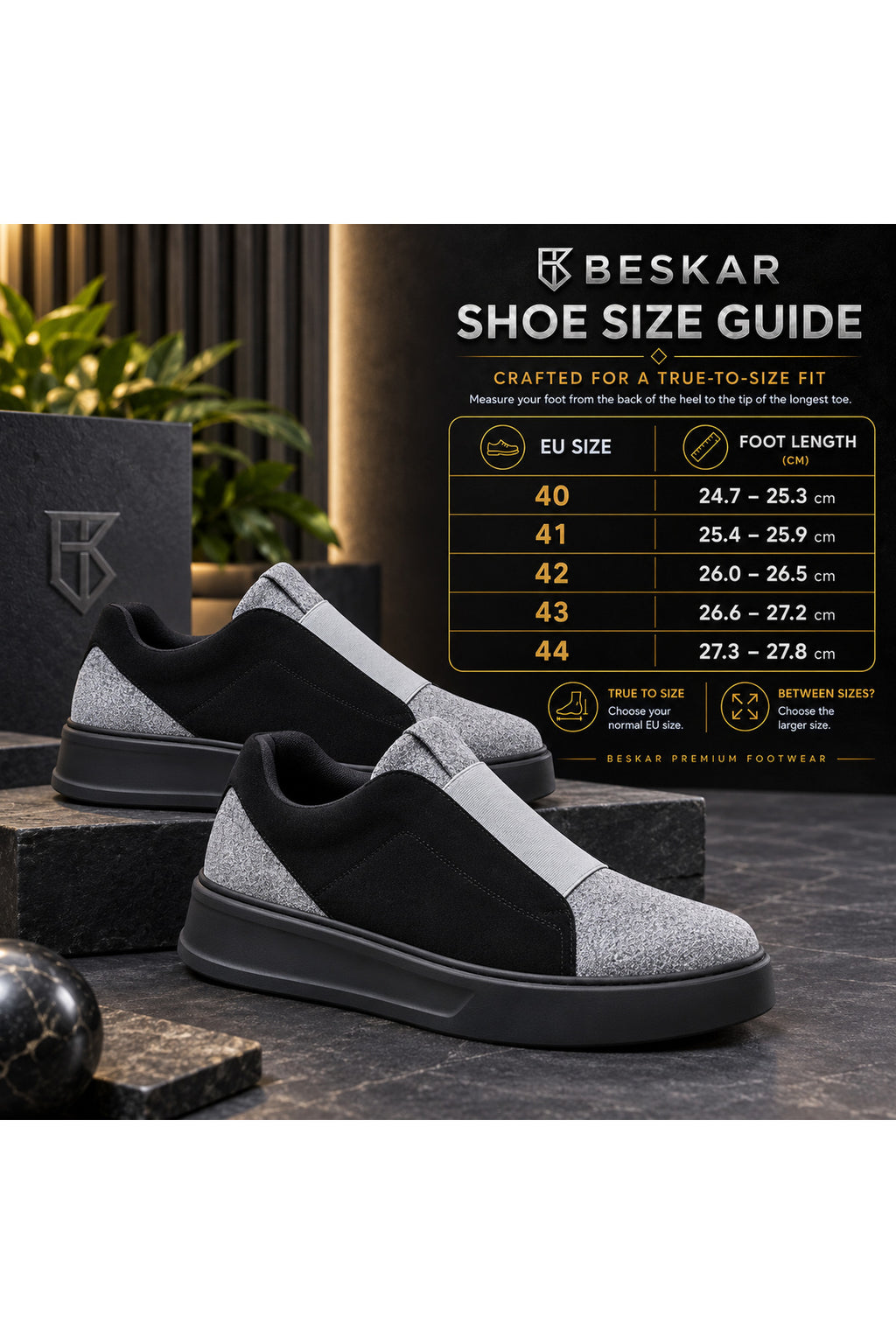 BESKAR KB 007 Siyah Gri Tek Bant Cırtlı Erkek Günlük Sneaker — görsel 8