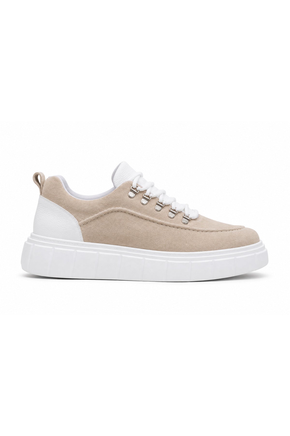 BESKAR KB X10 Bej Süet Görünümlü Yüksek Tabanlı Erkek Günlük Sneaker — görsel 3