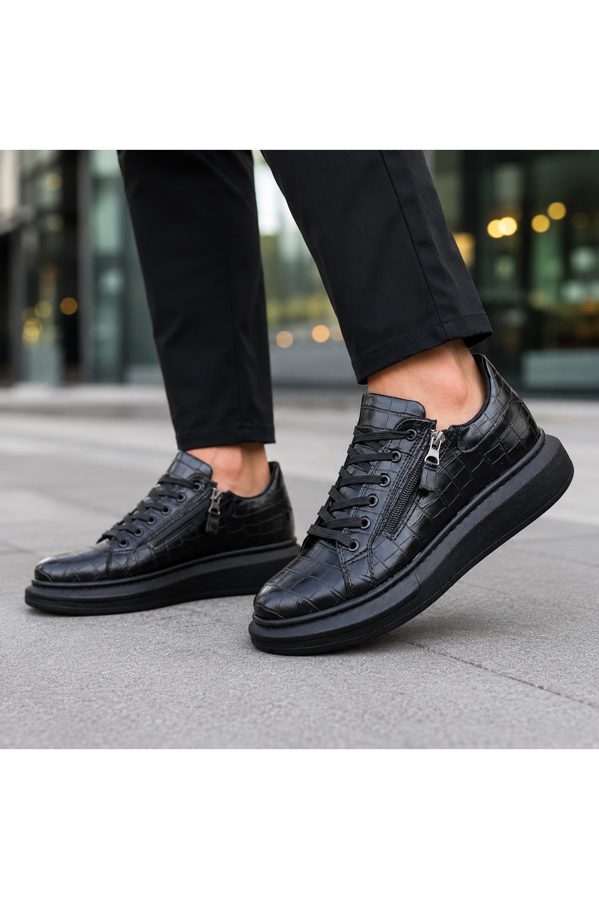 BESKAR KB 309 Kömür Fermuarlı Bağcıklı Erkek Günlük Sneaker — görsel 2
