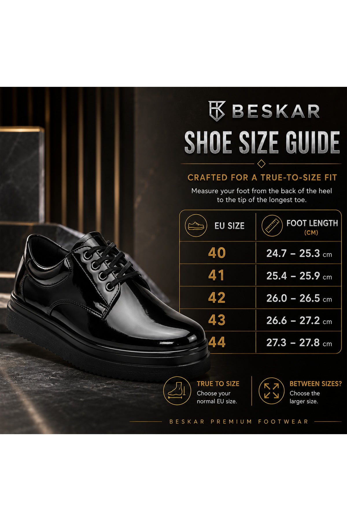 BESKAR KB X16 Kömür Rugan Erkek Klasik ve Günlük Ayakkabı — görsel 8