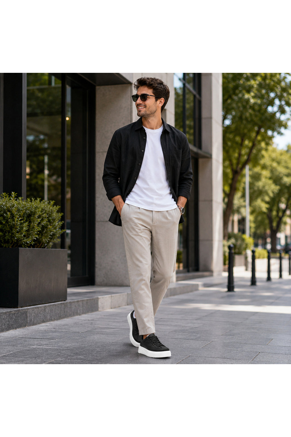 BESKAR BA0801 Siyah Beyaz Paraşüt Kumaş Detaylı Erkek Sneaker — görsel 7