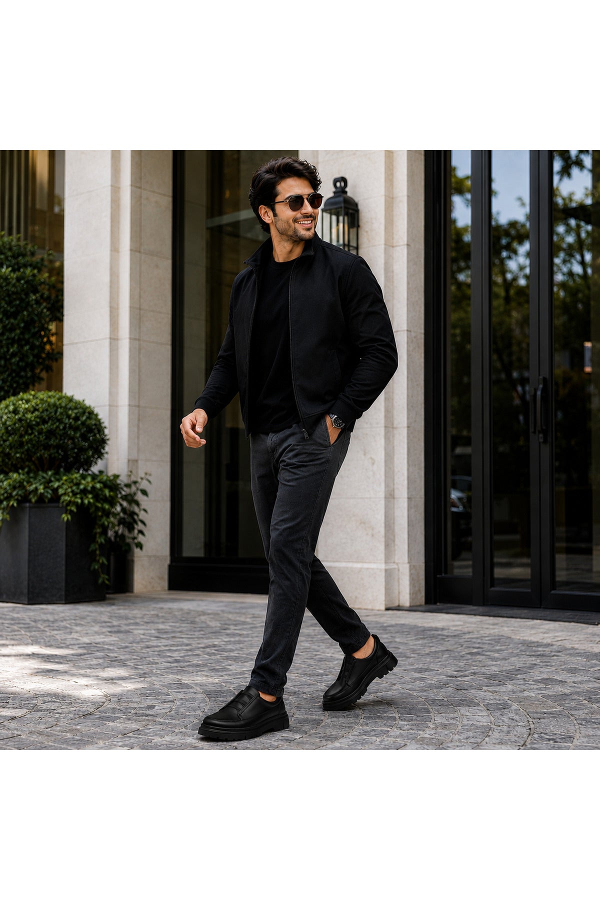 BESKAR KB 703 Kömür Cilt Bağcıksız Lastikli Erkek Günlük Sneaker — görsel 7