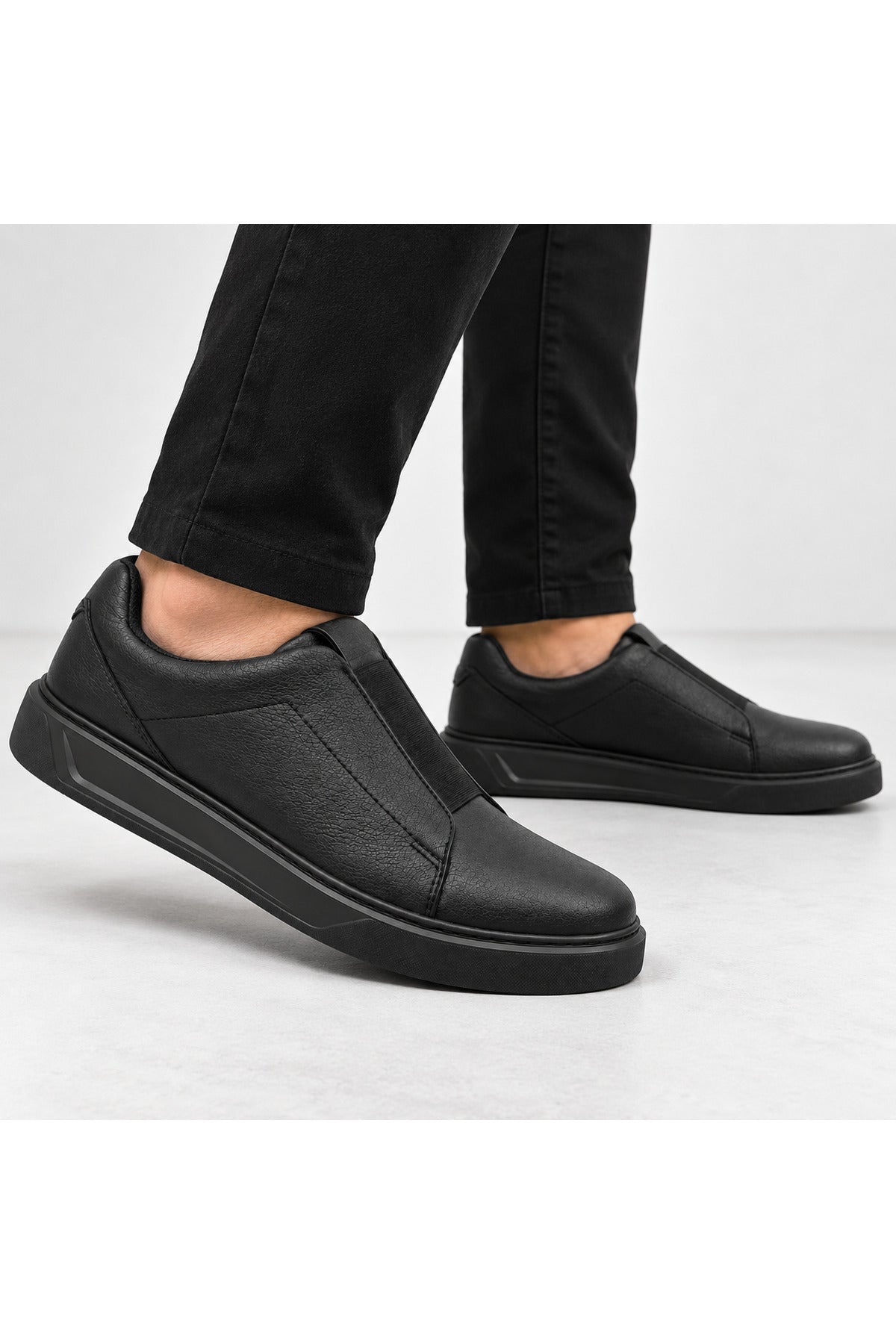 BESKAR KB 007 Kömür Cilt Tek Bant Cırtlı Erkek Günlük Sneaker — görsel 2