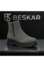 BESKAR BA0777 Füme Süet Görünümlü Çift Fermuarlı Erkek Yarım Bilek Bot — görsel 7