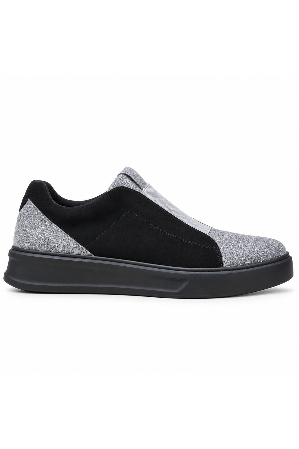 BESKAR KB 007 Siyah Gri Tek Bant Cırtlı Erkek Günlük Sneaker — görsel 3