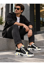 BESKAR KB 02 Siyah Sarı Dokulu Bağcıklı Erkek Sneaker — görsel 5