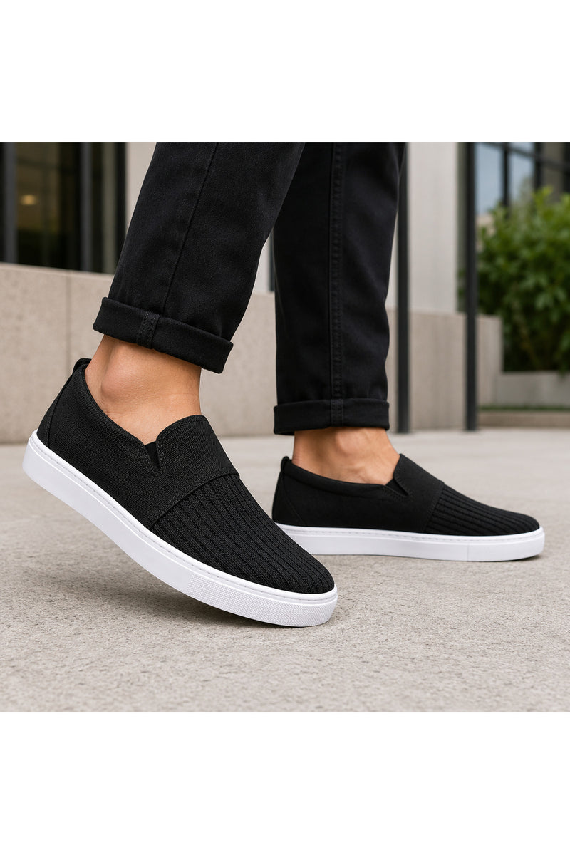 BESKAR KB 114 Siyah Bağcıksız Triko Erkek Günlük Sneaker