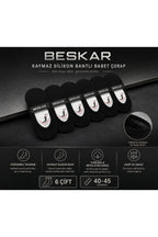 BESKAR Erkek Siyah Silikon Bantlı Bilek Altı Çorap 6 Çift — görsel 7