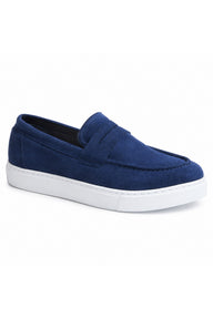 BESKAR BA0580 Kuşaklı Kalın Tabanlı Erkek Loafer Ayakkabı — Lacivert Süet