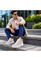 BESKAR KB X10 Bej Süet Görünümlü Yüksek Tabanlı Erkek Günlük Sneaker — görsel 7