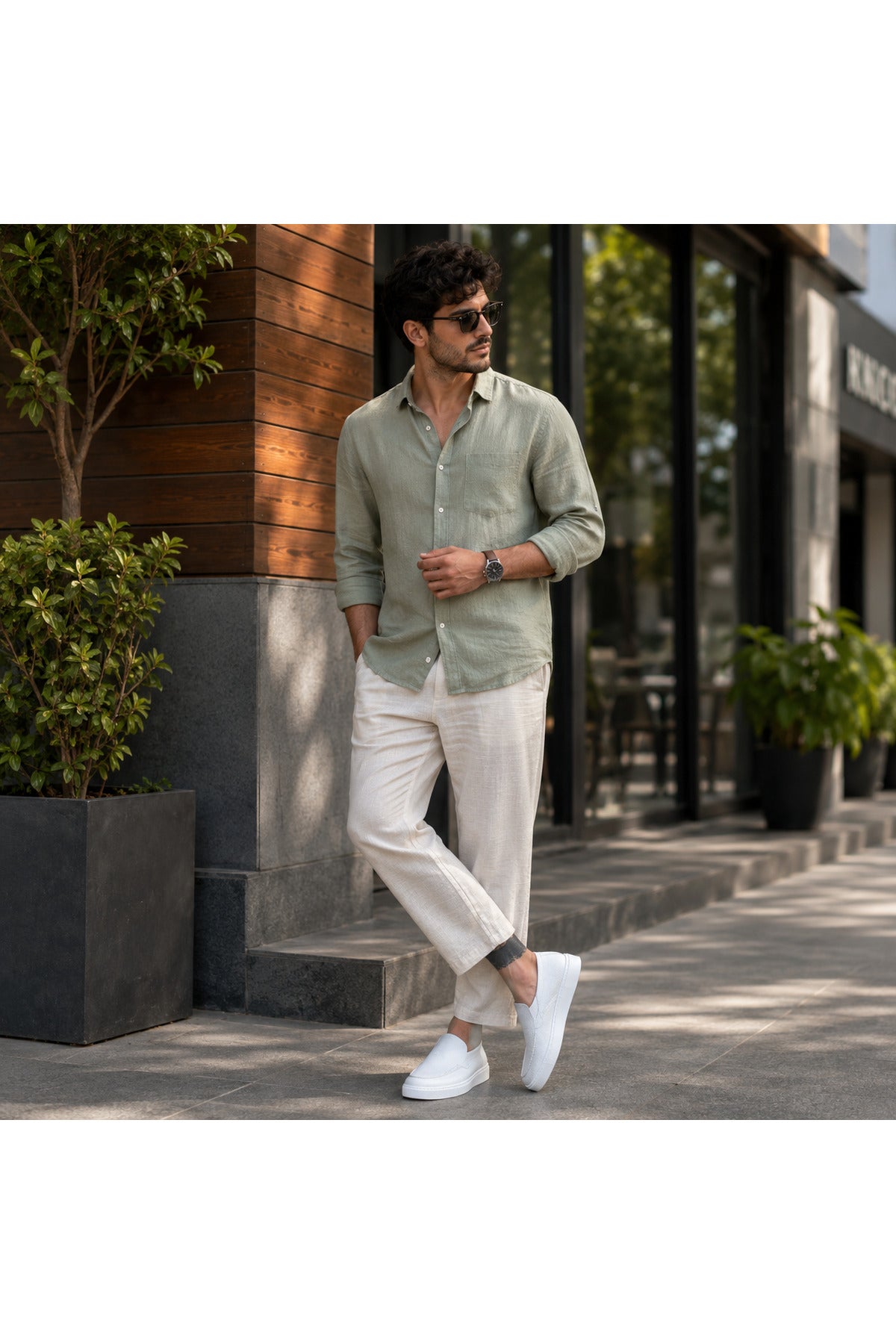BESKAR BA0241 Beyaz Cilt Bağcıksız Yüksek Tabanlı Erkek Sneaker — görsel 7
